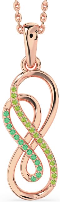 Emerald & Peridot Rose Gold Silver Infinity Necklace