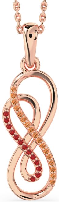 Ruby & Citrine Rose Gold Infinity Necklace
