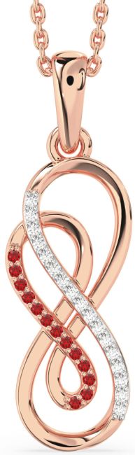 Diamond & Ruby Rose Gold Infinity Necklace