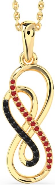 Black Diamond & Ruby Gold Infinity Necklace