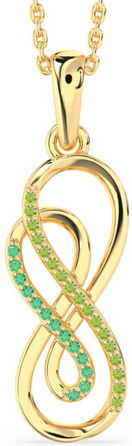 Emerald & Peridot Gold Infinity Necklace