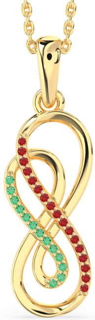 Emerald & Ruby Gold Silver Infinity Necklace