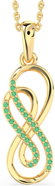 Emerald Gold Silver Infinity Necklace