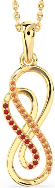Ruby & Citrine Gold Infinity Necklace