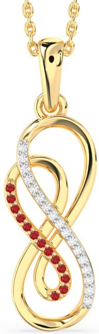 Diamond & Ruby Gold Infinity Necklace
