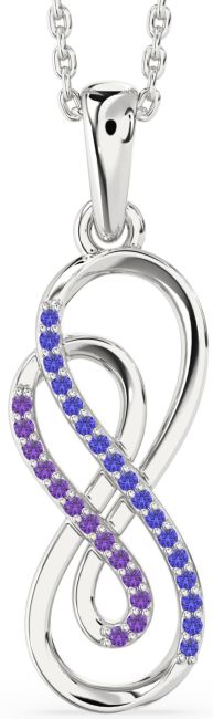 Amethyst & Tanzanite Silver Infinity Necklace