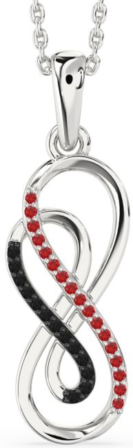 Black Diamond & Ruby Platinum Infinity Necklace