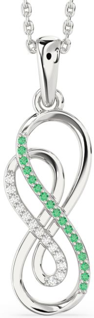 Emerald & Diamond Platinum Infinity Necklace