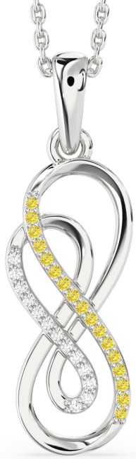 Yellow Diamond Platinum Infinity Necklace