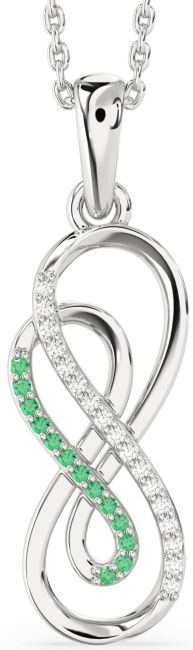 Diamond & Emerald Platinum Infinity Necklace