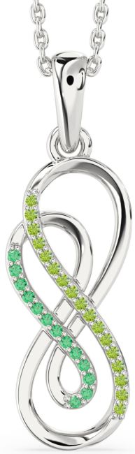 Emerald & Peridot Platinum Infinity Necklace