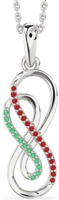 Emerald & Ruby Platinum Infinity Necklace