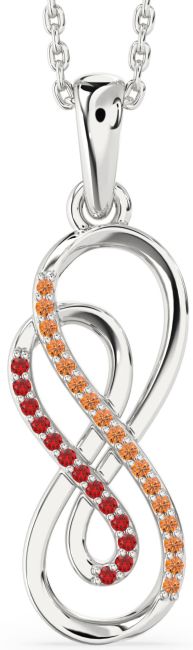 Ruby & Citrine Silver Infinity Necklace