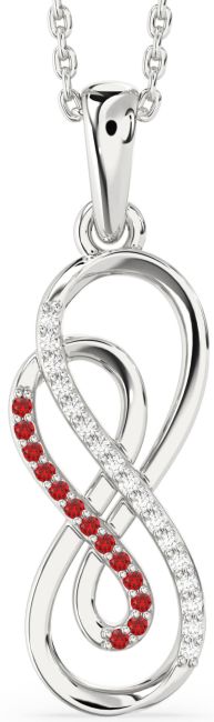 Diamond & Ruby Platinum Infinity Necklace