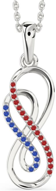Blue Sapphire & Ruby Platinum Infinity Necklace