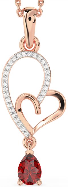 Diamond Ruby Rose Gold Heart Necklace