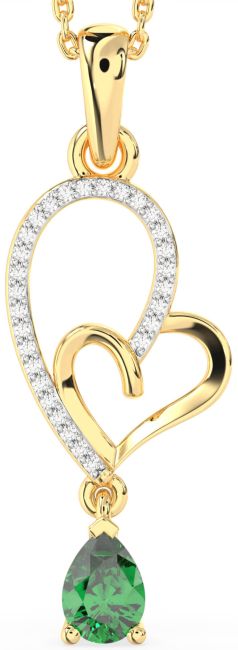 Diamond Emerald Gold Heart Necklace