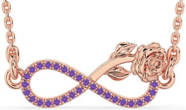 Amethyst Rose Gold Infinity Flower Necklace