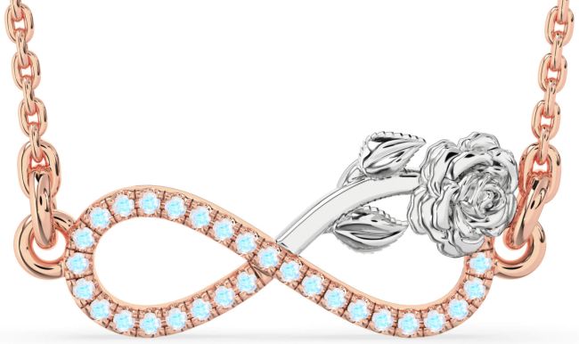 Moonstone Rose Gold Silver Infinity Flower Necklace