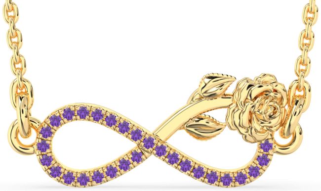 Amethyst Gold Infinity Flower Necklace