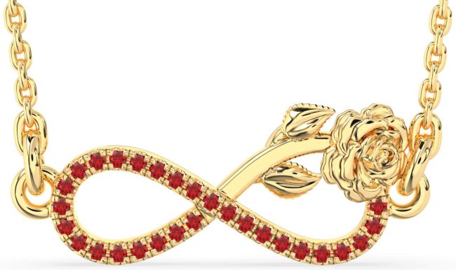 Ruby Gold Infinity Flower Necklace