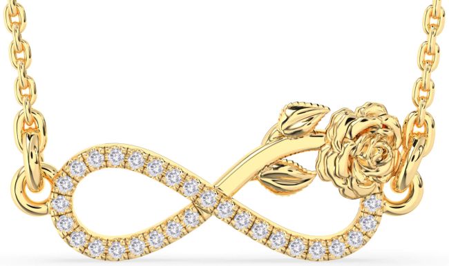 Salt & Pepper Diamond Gold Infinity Flower Necklace