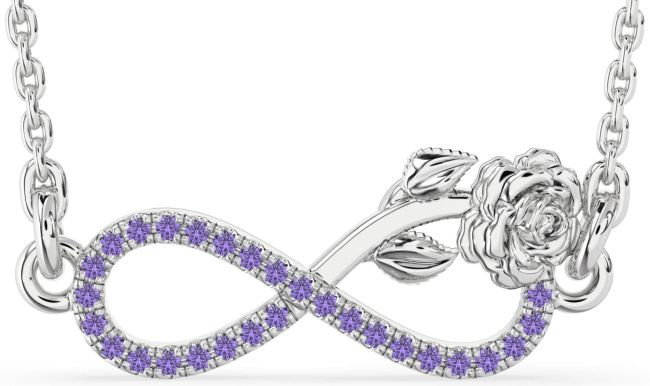 Alexandrite Silver Infinity Flower Necklace