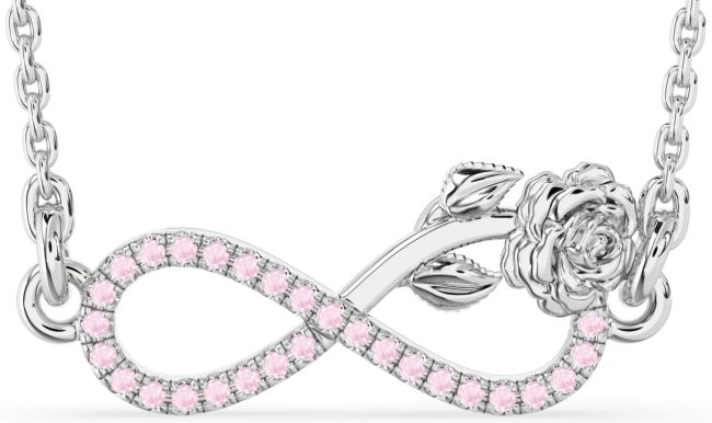 Rose Quartz Silver Infinity Flower Necklace