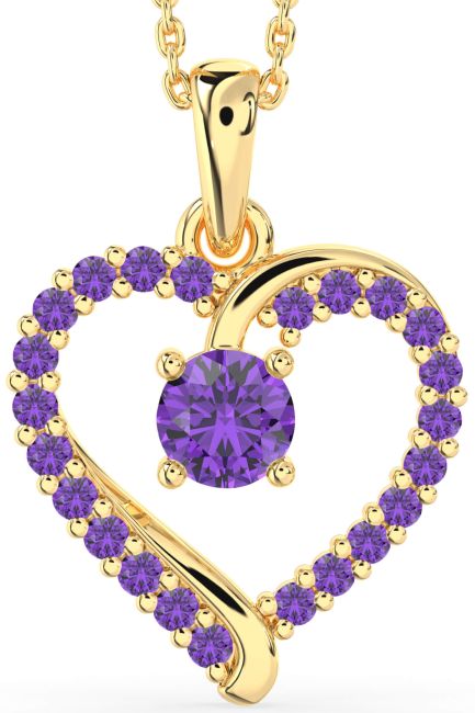 Amethyst Gold Silver Heart Necklace