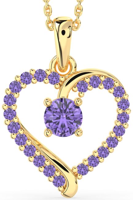 Alexandrite Gold Silver Heart Necklace