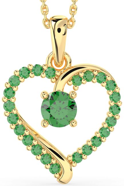 Emerald Gold Heart Necklace