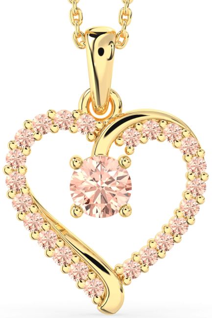 Morganite Gold Silver Heart Necklace