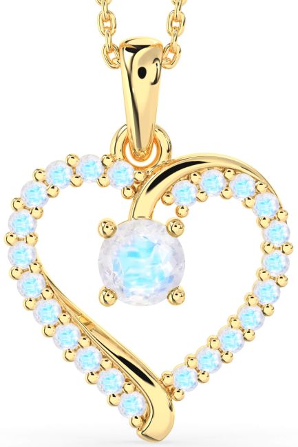Moonstone Gold Silver Heart Necklace