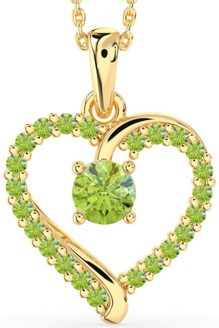 Peridot Gold Silver Heart Necklace