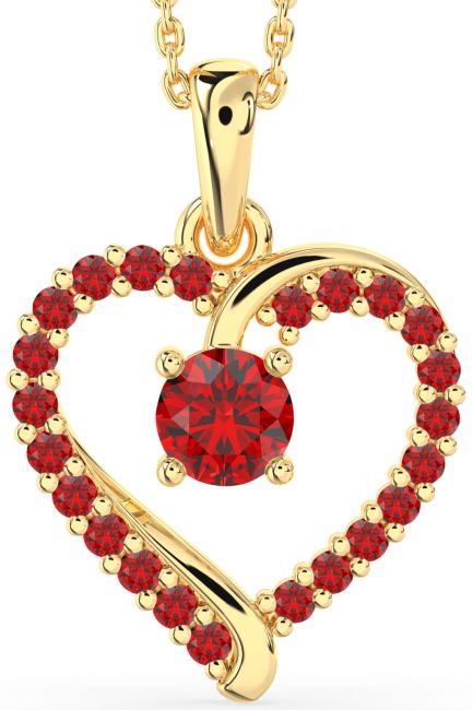 Ruby Gold Silver Heart Necklace