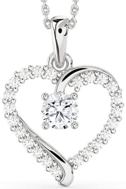 Diamond Silver Heart Necklace