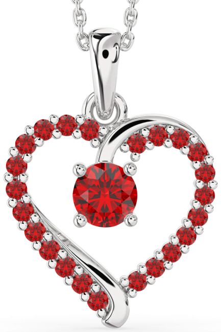 Ruby Platinum Heart Necklace