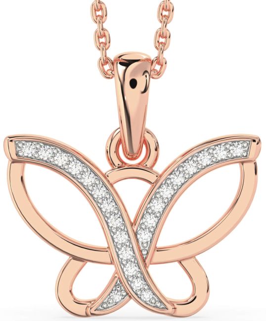 Diamond Rose Gold Butterfly Necklace