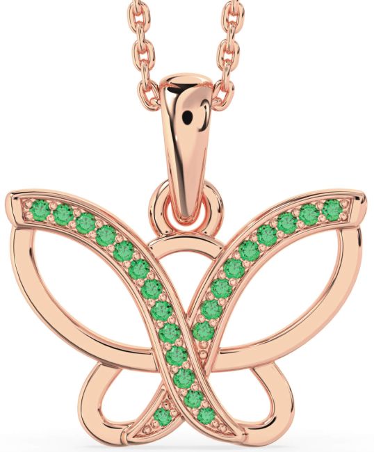 Emerald Rose Gold Butterfly Necklace