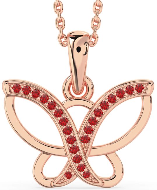 Ruby Rose Gold Silver Butterfly Necklace