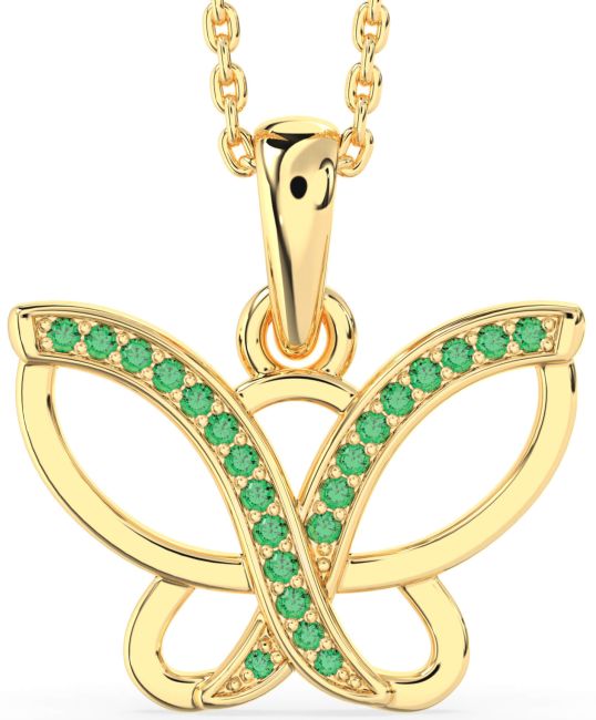 Emerald Gold Butterfly Necklace