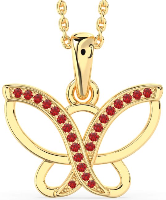 Ruby Gold Butterfly Necklace