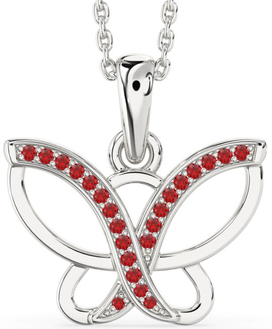 Ruby Platinum Butterfly Necklace