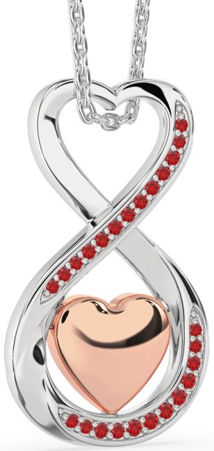 Ruby Rose Gold Silver Infinity Heart Necklace