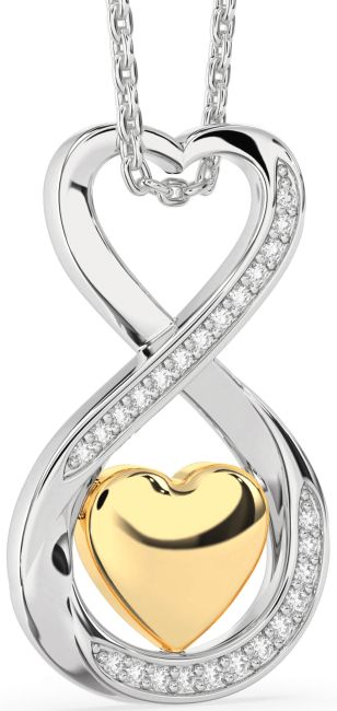 Diamond Platinum & Yellow Gold Infinity Heart Necklace