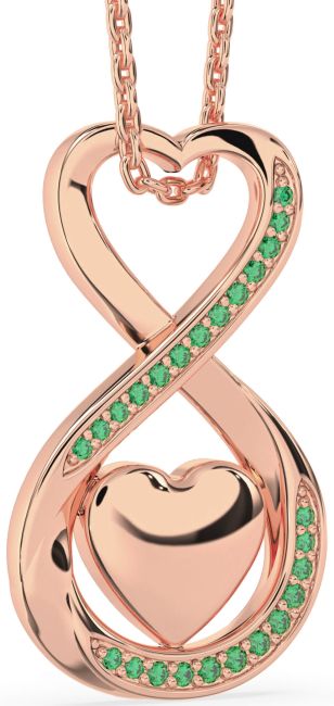 Emerald Rose Gold Infinity Heart Necklace