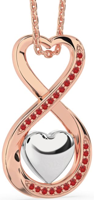 Ruby Rose Gold Silver Infinity Heart Necklace