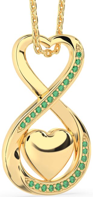 Emerald Gold Infinity Heart Necklace