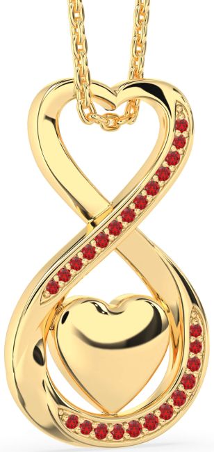 Ruby Gold Infinity Heart Necklace
