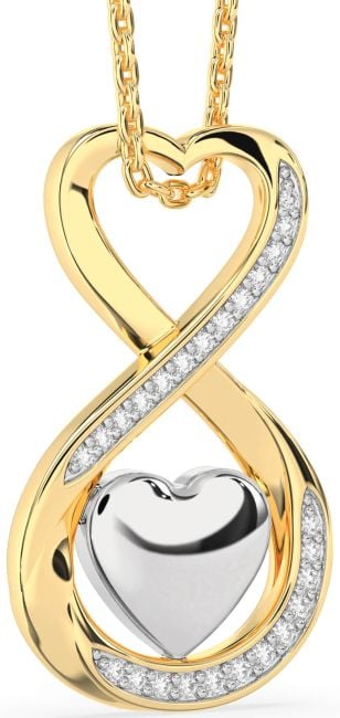 Diamond Platinum & Yellow Gold Infinity Heart Necklace